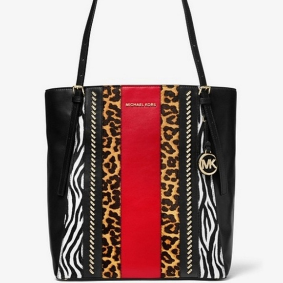 MICHAEL KORS MEGAN Black Multi LG NS Tote Leather 30F9GEGT7L - Picture 2 of 5